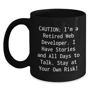 Web Developer Gifts from Friends - Funny Retired Web Developer Black Coffee Mug, Birthday Unique Gifts for Him, Her, Coworkers, Family - Main