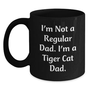 Funny Tiger Cat Dad Black Coffee Mugs Gifts for Him from Family, Christmas Unique Mugs for Tiger Cat Lovers - Main