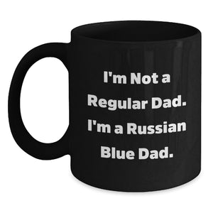 Funny Russian Blue Cat Gifts for Men, Unique Black Coffee Mugs from Dad, Christmas Unique Gifts for Him - Main
