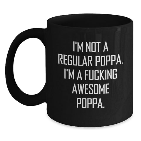 Image of Funny Poppa Gifts for Men, Unique Black Coffee Mug from Mom, Dad, or Grandpa, Inspirational Quote for Graduation - Main