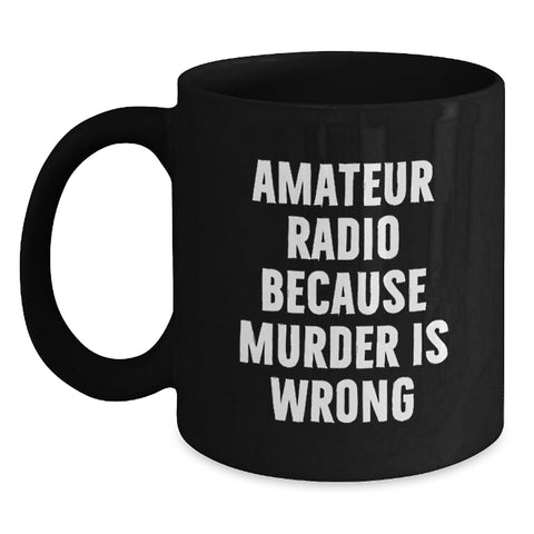 Image of Funny Amateur Radio Gifts for Graduation - Black Coffee Mug, Gifts from Friends to Amateur Radio Enthusiasts - Main