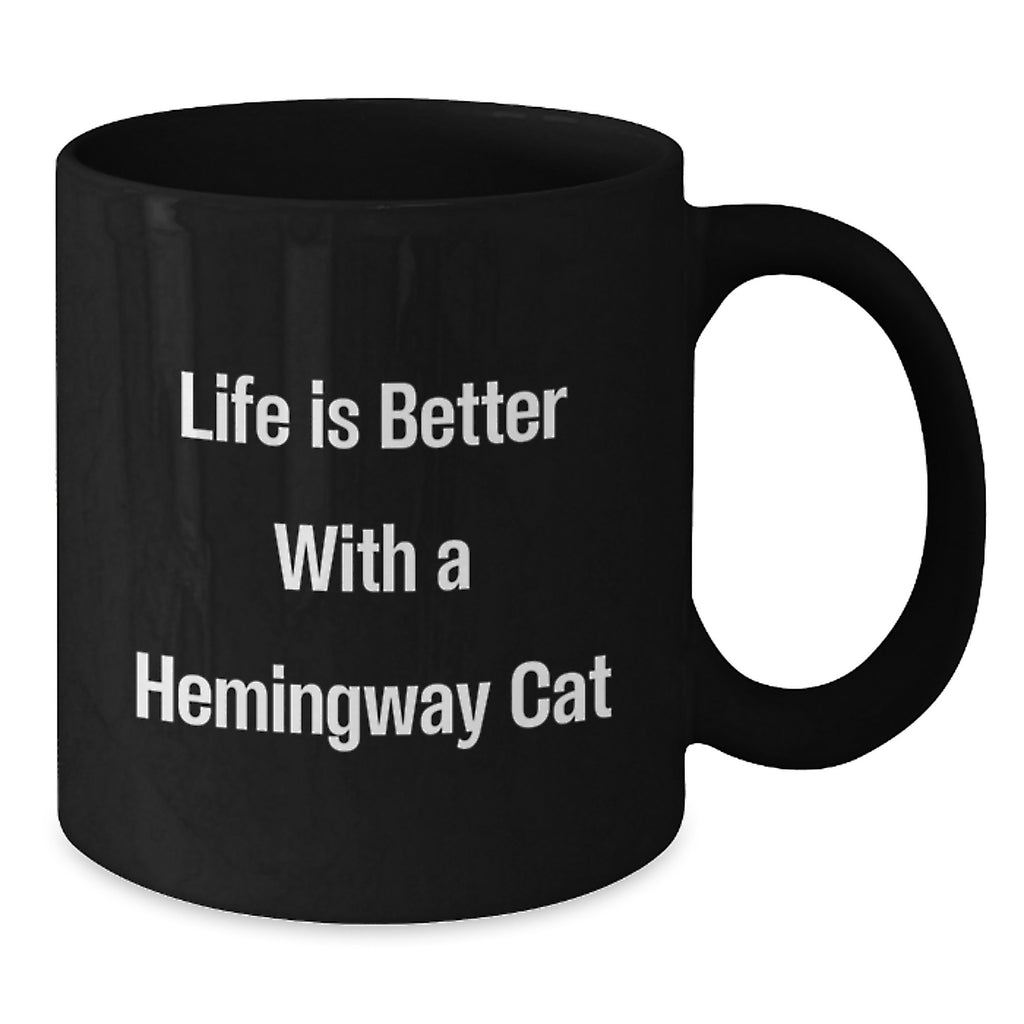 Hemingway Cat Enthusiast Funny Black Coffee Mug - Gifts from Friends, Coworkers, Family for Birthday Unique Gifts - Additional