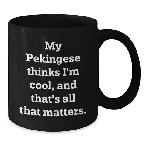 Image of Funny Pekingese Dog Black Coffee Mugs Gifts from Men to Women for Valentine's - Additional