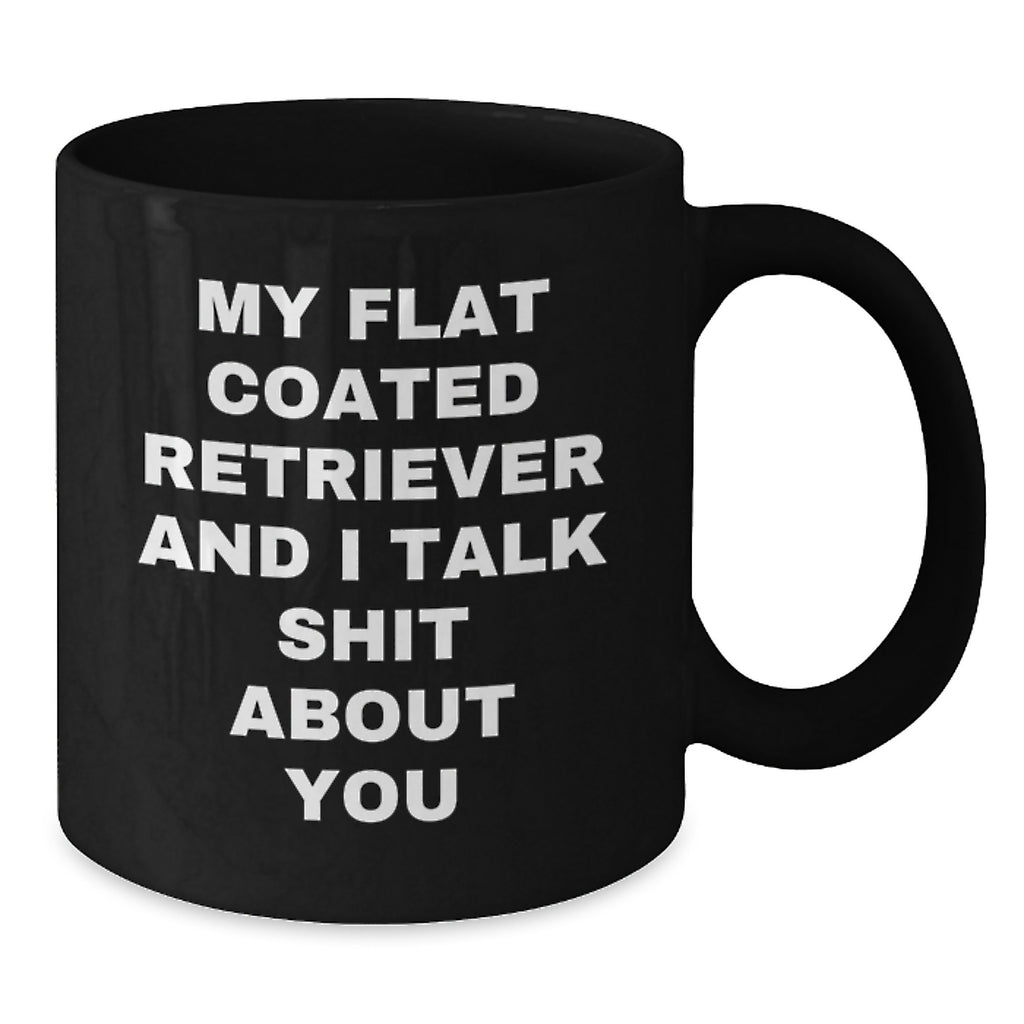 Funny Flat Coated Retriever Dog Gifts from Friends for Birthday Unique Gifts - My Flat Coated Retriever And I Talk Shit About You Quote on Black Coffee Mug - Additional