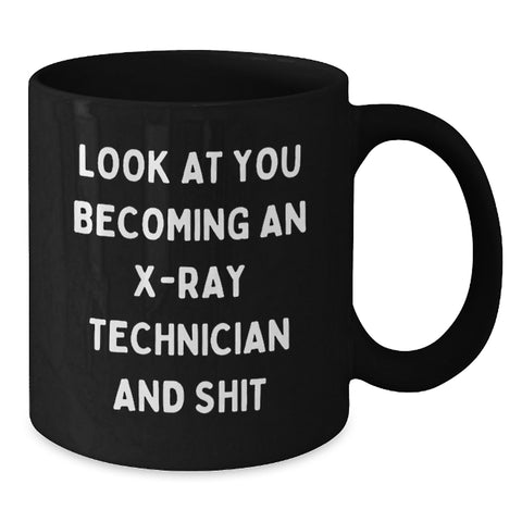 Image of Funny X-Ray Technician Gifts for Him or Her, Become a Pro and Shit, Black Coffee Mug for Graduation - Additional