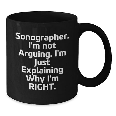 Image of Funny Sonographer Gifts from Friends, Unique Black Coffee Mug for Sonographer on Birthday - Additional