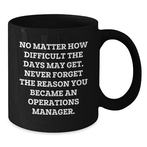 Image of Funny Operations Manager Gifts for Men - Gifts from Family - Black Coffee Mug with Inspirational Quote - Mother's Day Unique Gifts for Operations Manager - Never Forget the Reason - Additional