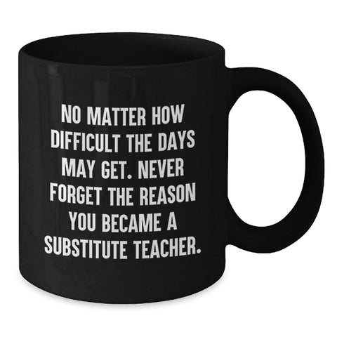Image of Funny Substitute Teacher Christmas Unique Gifts Gifts from Friends for Men Black Coffee Mug with Inspirational Quote - Additional