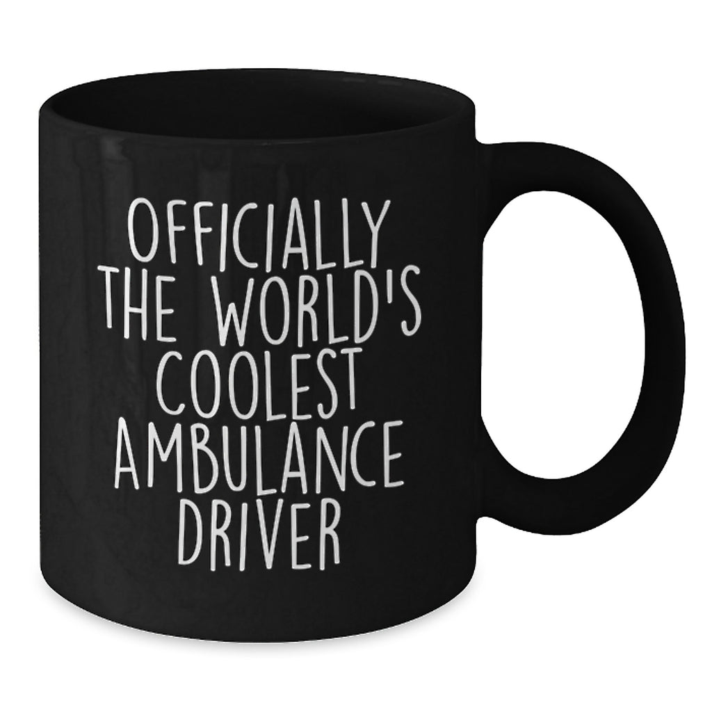 Christmas Unique Gifts for Ambulance Driver Friends, Men, Funny Quote 'Officially The World's Coolest Ambulance Driver', Black Coffee Mug - Additional