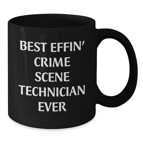 Image of Funny Crime Scene Technician Christmas Unique Gifts for Men from Friends and Coworkers Black Coffee Mug - Best Effin' Crime Scene Technician Ever - Additional