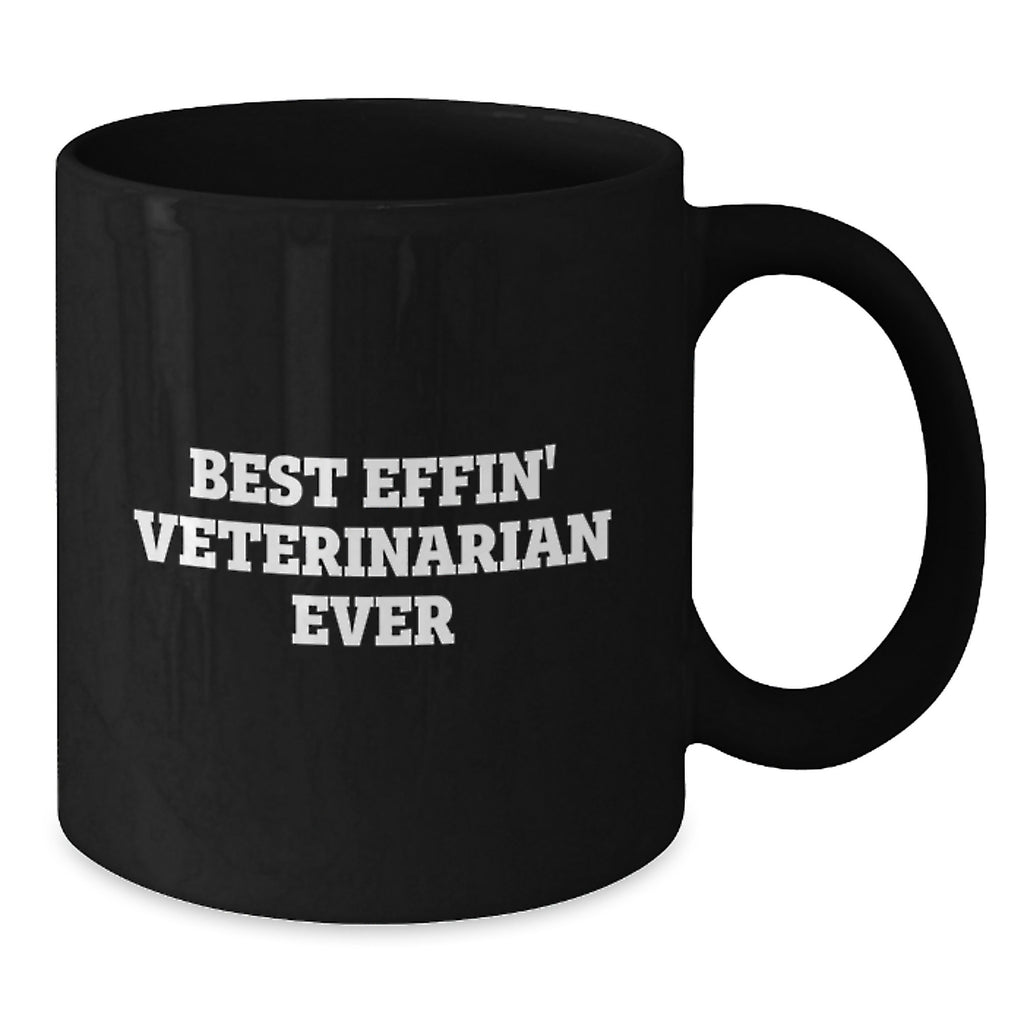 Funny Veterinarian Gifts for Men from Friends, Black Coffee Mug Quote Best Effin' Veterinarian Ever, Christmas Unique Mugs - Additional
