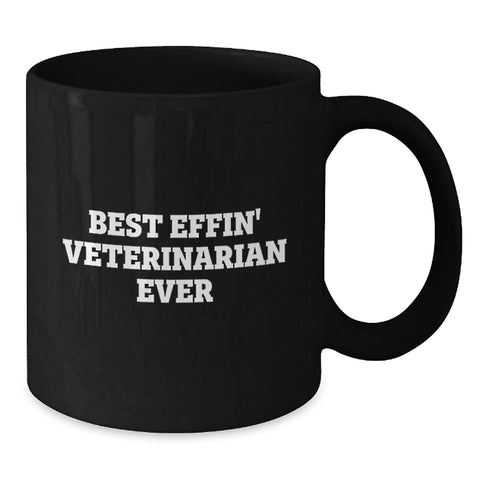 Image of Funny Veterinarian Gifts for Men from Friends, Black Coffee Mug Quote Best Effin' Veterinarian Ever, Christmas Unique Mugs - Additional