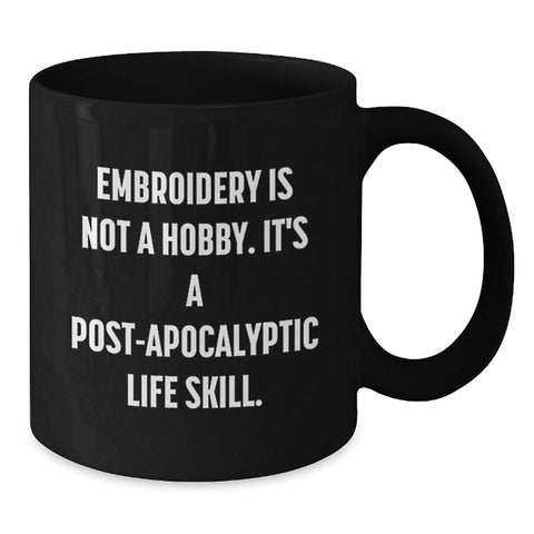 Image of Funny Embroidery Gifts for Embroidery Lovers Black Coffee Mug Birthday Unique Gifts from Friends - Additional