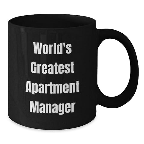 Image of Funny Apartment Manager Gifts for Men, World's Greatest Quote Black Coffee Mug, Graduation Unique Gifts from Friends - Additional