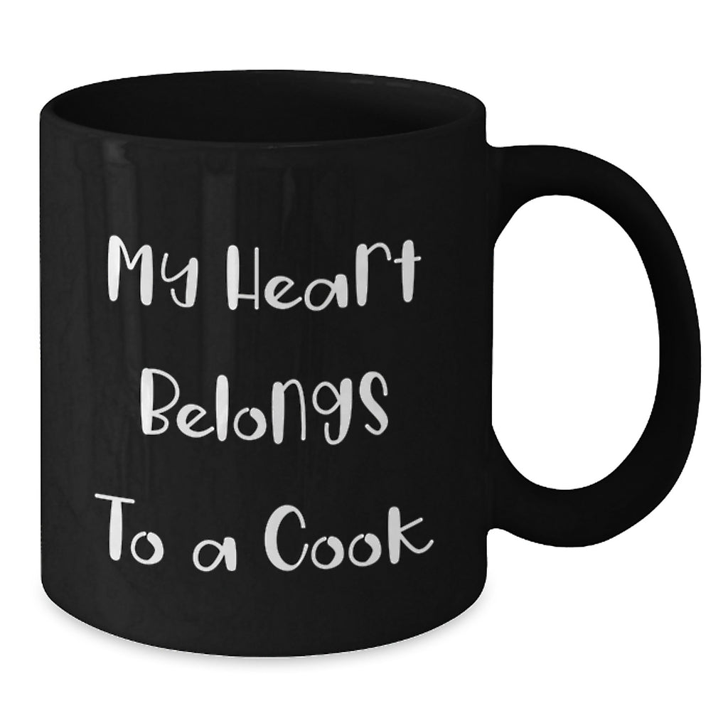 Funny Quote My Heart Belongs To A Cook Black Coffee Mug Gifts for Cook from Men Christmas Unique Gifts - Additional