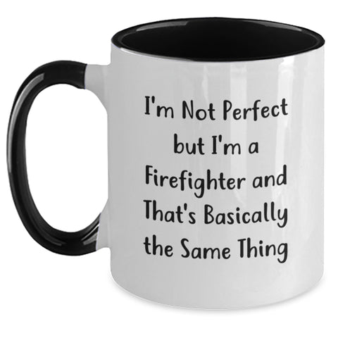 Image of Firefighter Humor Gifts for Men from Friends, Funny Two Tone Coffee Mug - Main