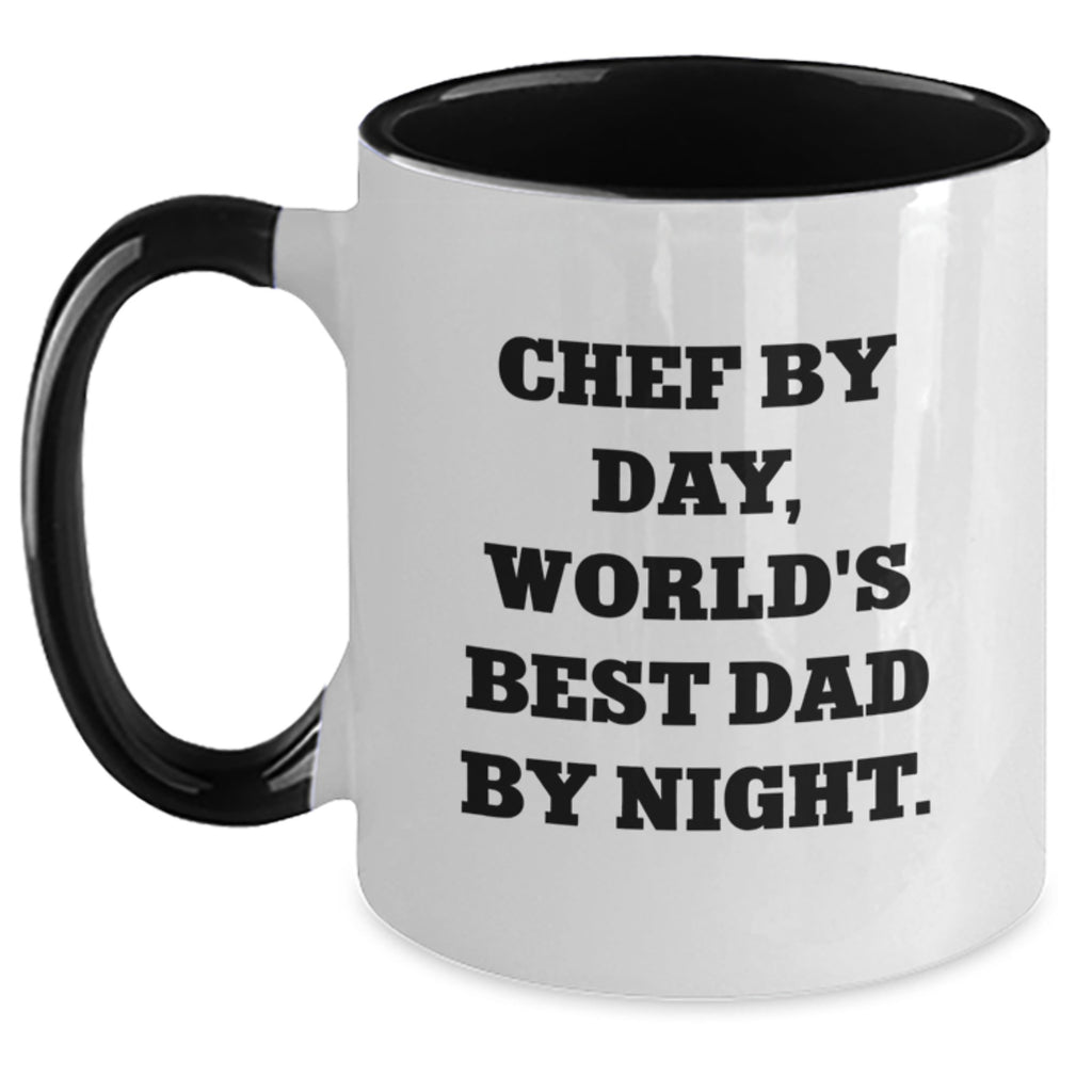 Funny Chef Two Tone Coffee Mug Gifts from Men to World's Best Dad By Night - Perfect Valentine's Unique Gifts - Main