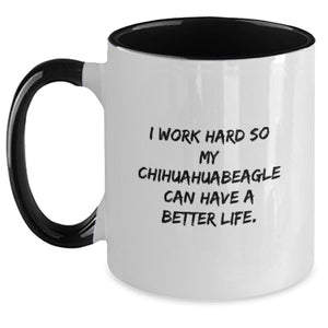 Funny Chihuahua Dog Gifts from Family - I Work Hard So My Chihuahuabeagle Can Have A Better Life. Two Tone Coffee Mug for Birthday - Main
