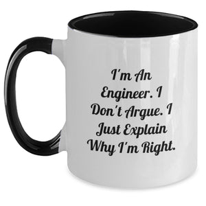 Engineer Humor Gifts, Funny Quote Coffee Mug, Two Tone Mugs for Engineer Friends, Gifts from Friends for Engineer Birthday - Main