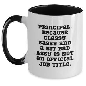 Funny Principal Gifts - Two Tone Coffee Mug for Principal Friends, Coworkers, Family, Christmas Unique Presents - Main