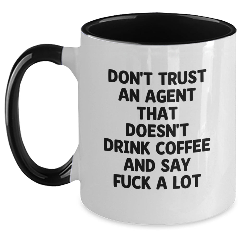 Funny Agent Gifts from Men to Friends - Don't Trust an Agent Mugs, Two Tone Coffee Mugs for Agent, Christmas Unique Gifts - Main