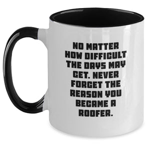 Roofer Coffee Mug, Funny Two Tone Gift for Men, Inspirational Roofer Quote, Gifts from Family, Mother's Day Unique Gifts for Roofer - Main