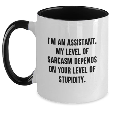 Image of Funny Assistant Gifts from Friends, Coworkers, Family - Two Tone Coffee Mug with Sarcasm Quote, Birthday Unique Gifts for Assistants - Main