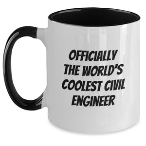 Funny Civil Engineer Gifts, Two Tone Coffee Mug for Civil Engineer Mom, Officially The World's Coolest Civil Engineer, Gifts from Family for Mother's Day - Main