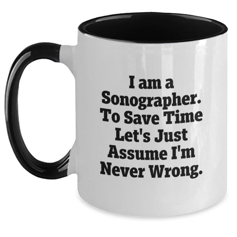 Image of Funny Sonographer Gifts from Family for Sonographer Friends on Mother's Day Unique Two Tone Coffee Mug - Main