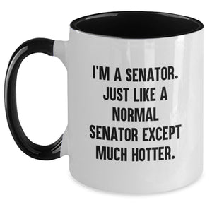 Funny Senator Gifts, I'm A Senator. Just Like A Normal Senator Except Much Hotter., Two Tone Coffee Mug for Senator, Senator Gifts for Friends, Gifts from Men to Senator - Main