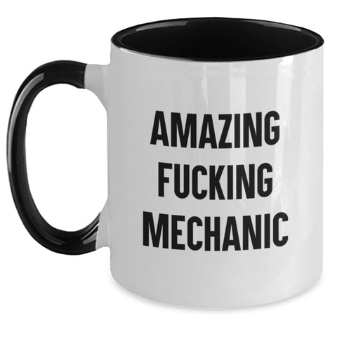 Image of Funny Mechanic Gifts from Friends, Unique Two Tone Coffee Mug for Mechanic, Amazing Quote for Graduation - Main