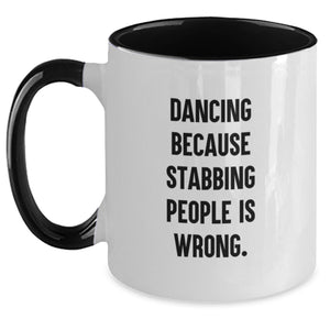 Funny Dancing Quote Gifts from Friends for Graduation Unique Two Tone Coffee Mugs with Dancing Motivation - Red and White, Black and White, Navy and White, Pink and White - Main