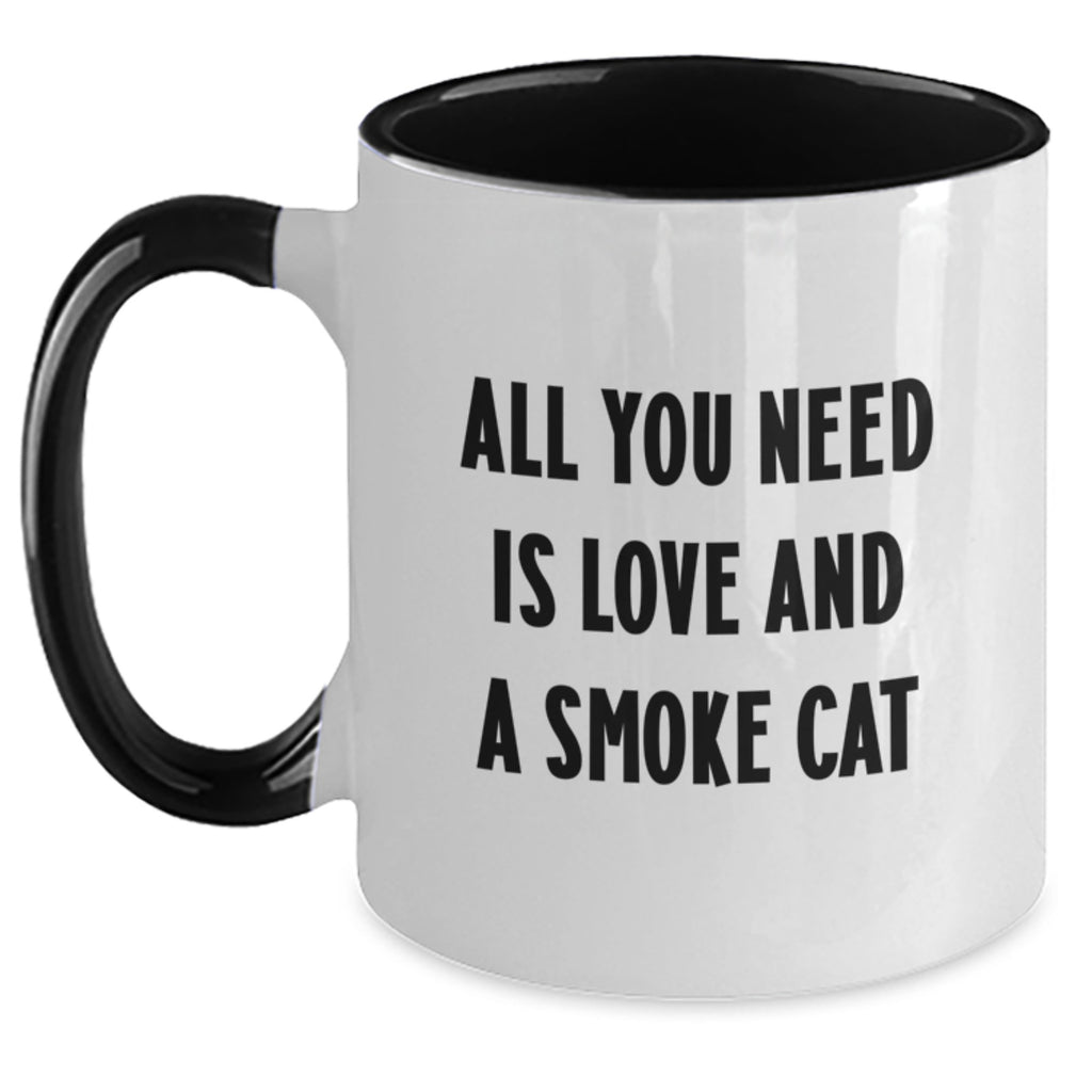 Gifts from Friends and Family - Smoke Cat Two Tone Coffee Mugs - Cute, Funny, Inspirational Quote - Christmas Unique Mugs for Smoke Cat Lovers - Two Tone Ceramic Mugs - 11oz Capacity - Main