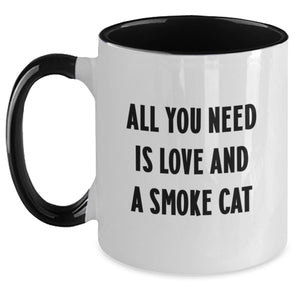 Gifts from Friends and Family - Smoke Cat Two Tone Coffee Mugs - Cute, Funny, Inspirational Quote - Christmas Unique Mugs for Smoke Cat Lovers - Two Tone Ceramic Mugs - 11oz Capacity - Main