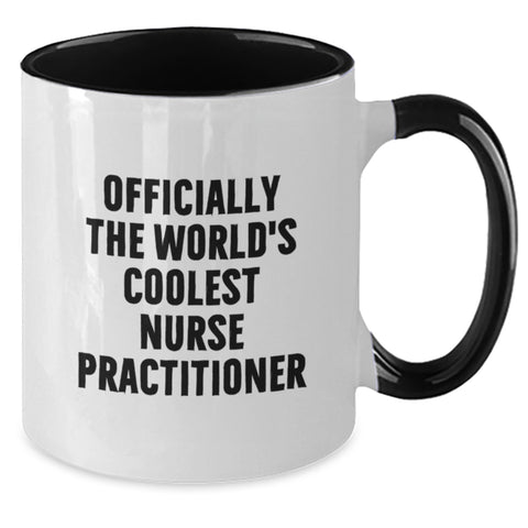 Image of Unique Gifts for Nurse Practitioner - Funny Two Tone Coffee Mug, Officially The World's Coolest NP - Additional