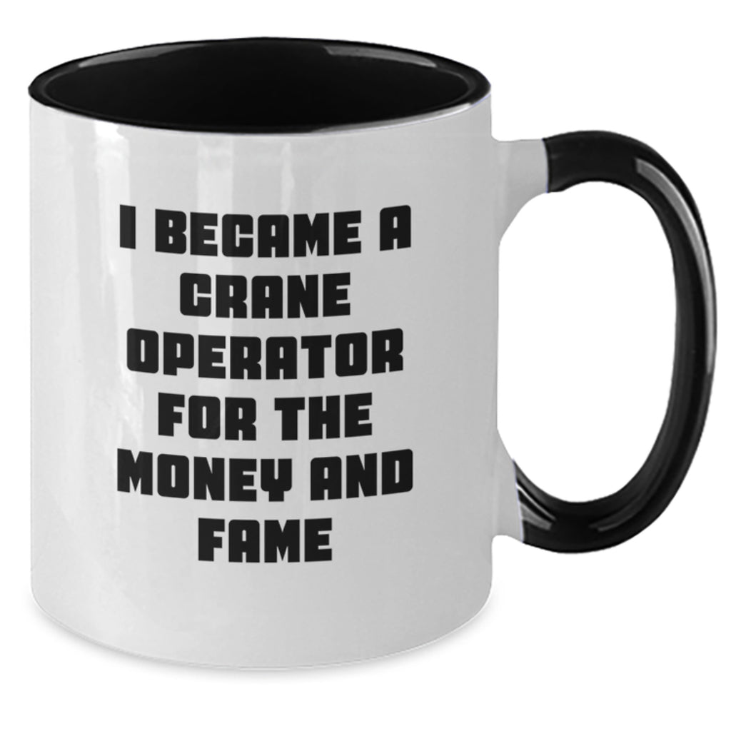 Funny Crane Operator Gifts for Men from Friends and Family, Unique Two Tone Coffee Mug for Crane Operator Graduation Unique Gifts - Additional