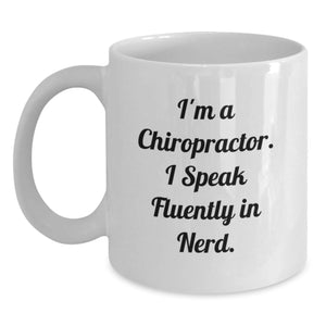 Funny Chiropractor Gifts for Chiropractor Friends from Chiropractor Lover - White Coffee Mug, I'm A Chiropractor. I Speak Fluently In genius. - Main