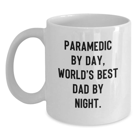Image of Rescue Worker Gifts from Men, Funny Quote Rescue Worker By Day World's Best Dad, White Coffee Mug for Valentine's Unique Gifts - Main