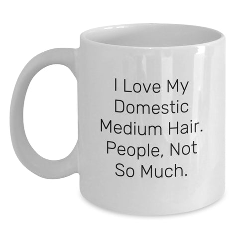 Image of Funny Domestic Medium Hair Cat Lover White Coffee Mug Valentine's Gifts for Friends from Men - Main