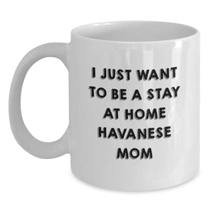 Funny Havanese Dog Mom Gifts from Family, Friends, and Coworkers for Graduation Unique White Coffee Mug - 'I Just Want To Be A Stay At Home Havanese Mom' - Main