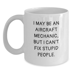 Aircraft Mechanic Humor Gifts for Men from Friends - Funny White Coffee Mug - Main