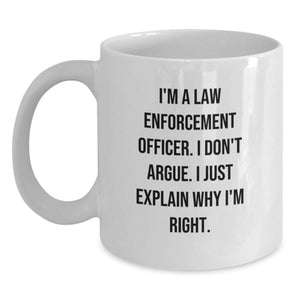 Funny Law Enforcement Officer Gifts for Men Christmas Unique White Coffee Mugs from Family - Main