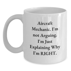 Aircraft Mechanic Humor Gifts from Friends and Family, Unique Christmas Unique Gifts for Aircraft Mechanic, Funny White Coffee Mug - Main