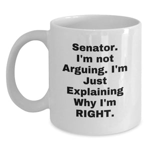 Funny Senator Gifts from Friends to Senator, White Coffee Mug Christmas Unique Gifts, Senator Mug Quote - Main