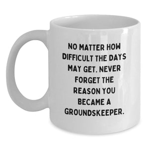 Funny Inspirational groundskeeper Gifts for groundskeeper Men White Coffee Mug - 'Never Forget Why' Quote, Perfect Christmas Unique Gifts from Family - Main