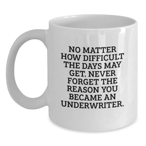 Underwriter Gifts for Men, Funny White Coffee Mug, Never Forget Why You Became One, Gifts from Friends - Main