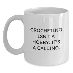 Funny Inspirational Gifts for Crocheting Lovers, White Coffee Mug, White Color, Christmas Unique Gifts from Friends to Crocheting Friends - Main