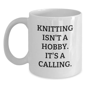 Funny Knitting Inspiration Gifts for Knitting Lovers, White Coffee Mug, Gifts from Family for Knitting Friends, Christmas Unique Gifts - Main