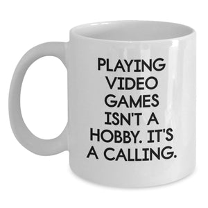 Funny Playing Video Games Gifts from Men for Gamer Friends and Family White Coffee Mug, Inspirational Quote for Gamers, Christmas Unique Gifts - Main