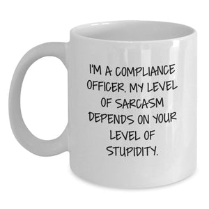 Funny Compliance Officer Christmas Unique Gifts from Friends to Coworkers Men Women Family - White Coffee Mug with I'm A Compliance Officer Sarcasm Quote - Main